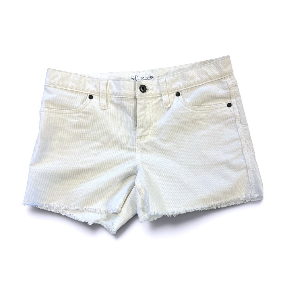 Carve Designs Oahu White Corduroy Frayed Hem Shorts Size 10 Organic Cotton